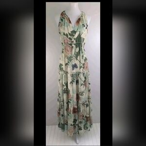 Anthropologie Maeve Maravilla Tiered Maxi Dress Butterfly Floral Sundress size 6
